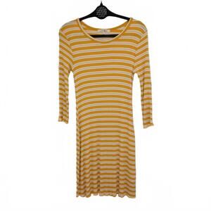90's/ Y2K Yellow White Striped Stretch Dress Medium Wishful Park